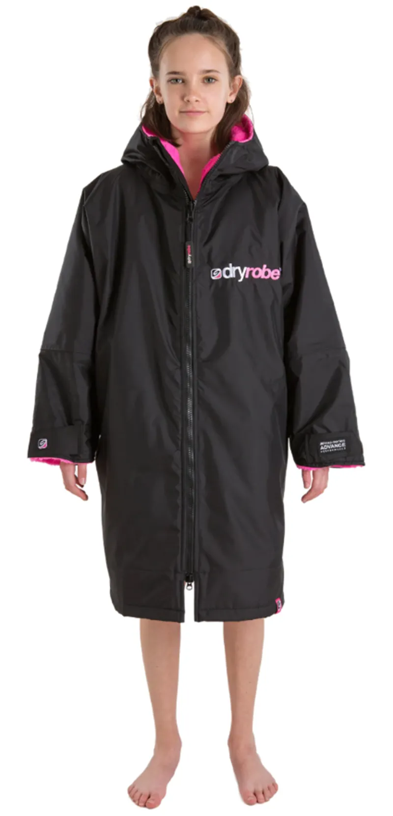 Dryrobe Advance V3 Kids Long Sleeve 10-13 Black/Pink-1